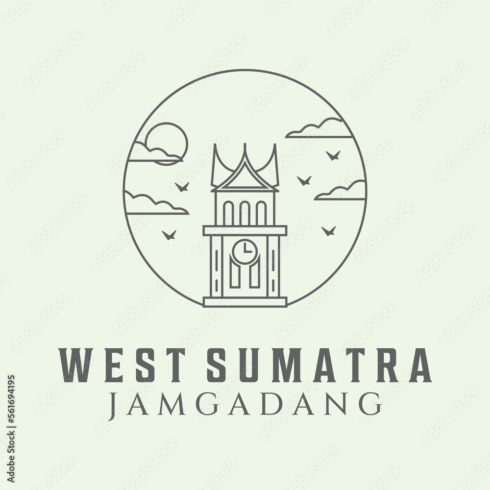 jamgadang west sumatra line art minimalist - obrazy, fototapety, plakaty 