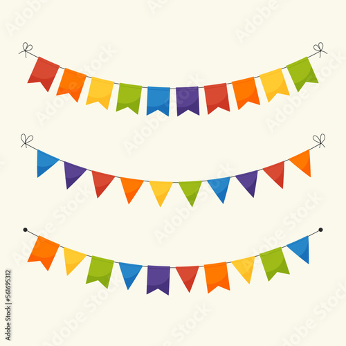 Pride rainbow garland flags for party banner, poster, card or flyer. 