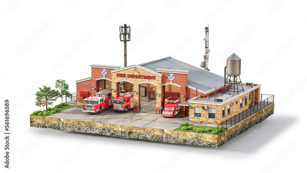 fire department building 3d illustration