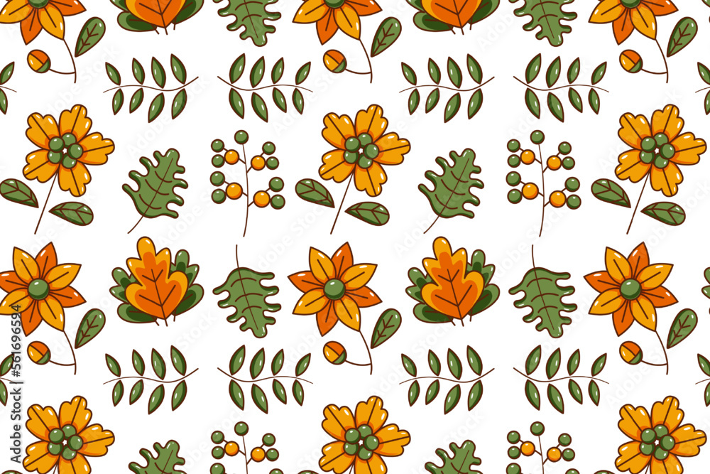 Obraz premium Flower and leaf icon pattern