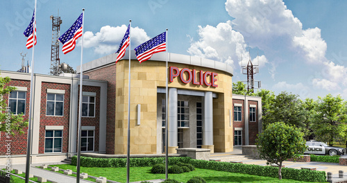 police station building 3d illustration