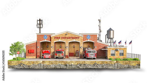 fire department building 3d illustration photo