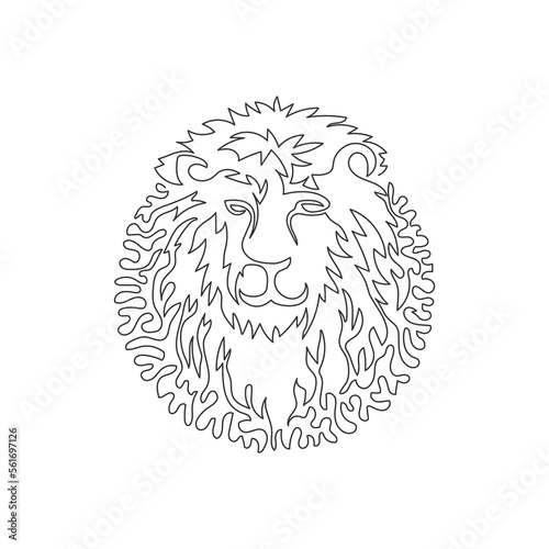 Fototapeta Naklejka Na Ścianę i Meble -  Continuous one curve line drawing of ferocious lion. Abstract art in circle. Single line editable stroke vector illustration of carnivore mammal for logo, wall decor, poster print decoration
