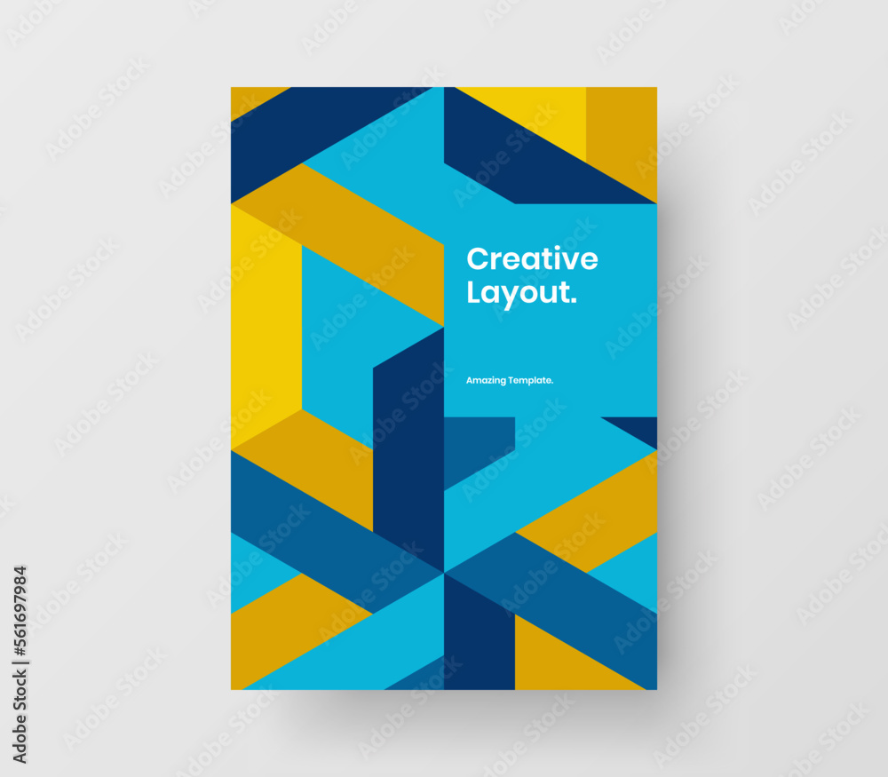 Original mosaic shapes front page concept. Fresh book cover A4 vector design layout.