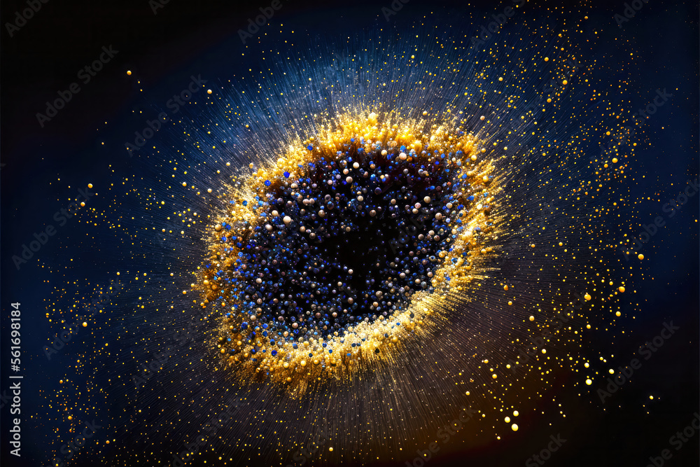 Glitter Navy Blue and Gold Abstract Background. Created with Generative