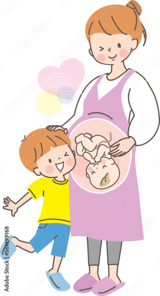 出産が待ち遠しいママと男の子のベクターイラスト素材 出産が待ち遠しいママと男の子のベクターイラスト素材