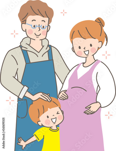 出産が待ち遠しい家族のベクターイラスト素材