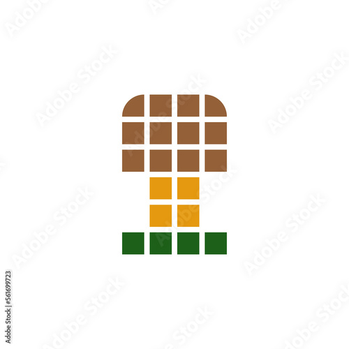 Mushroom vector logo design and icon. Pixel art and checkered style.