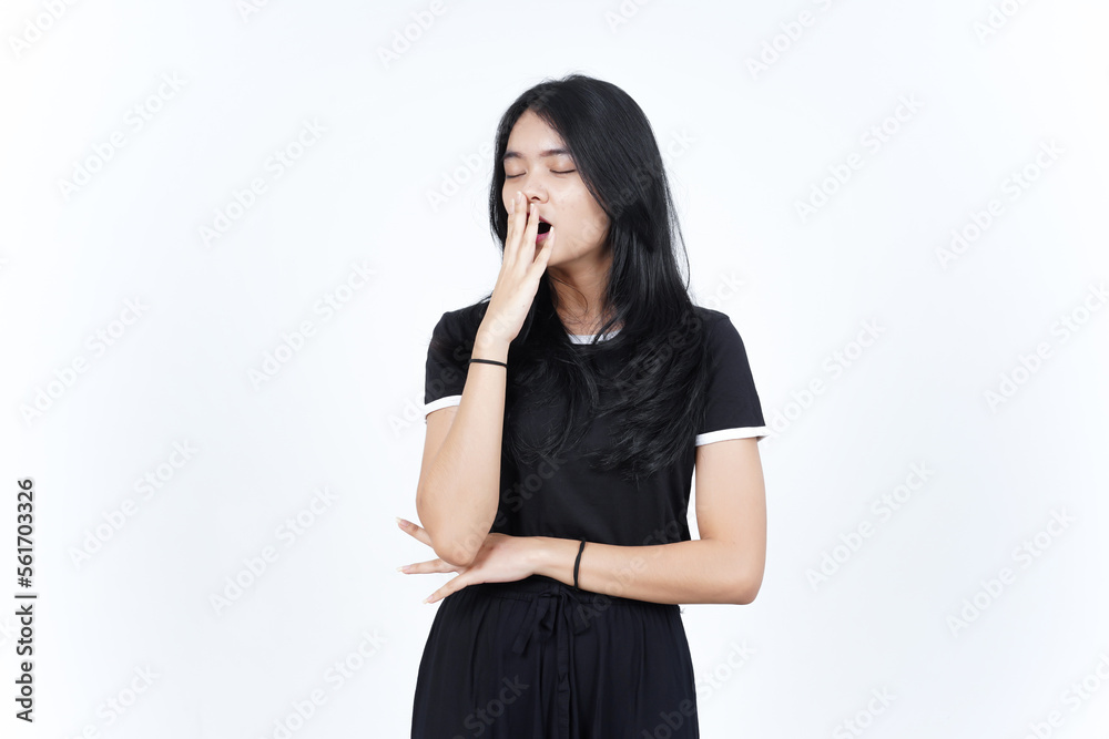 Yawning Gesture Of Beautiful Asian Woman Isolated On White Background Yawning Gesture Of Beautiful Asian Woman Isolated On White Background
