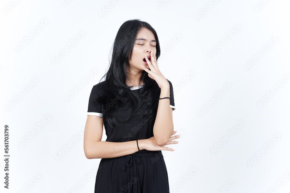 Yawning Gesture Of Beautiful Asian Woman Isolated On White Background Yawning Gesture Of Beautiful Asian Woman Isolated On White Background