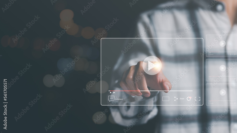 a man pointing at virtual reality icon,to watch videos via wireless technology,Training, learning, teaching,virtual reality used in online video conferencing,Online streaming Watch videos on Internet a man pointing at virtual reality icon,to watch videos via wireless technology,Training, learning, teaching,virtual reality used in online video conferencing,Online streaming Watch videos on Internet