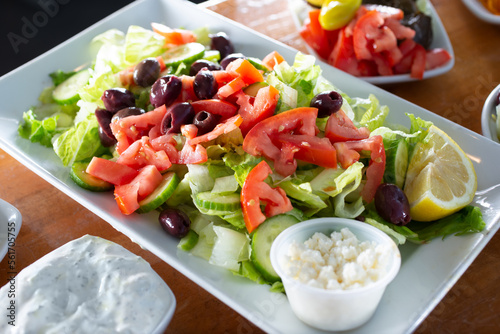 A view of a Greek salad.