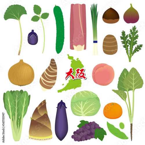 大阪府特産の農作物のイラスト