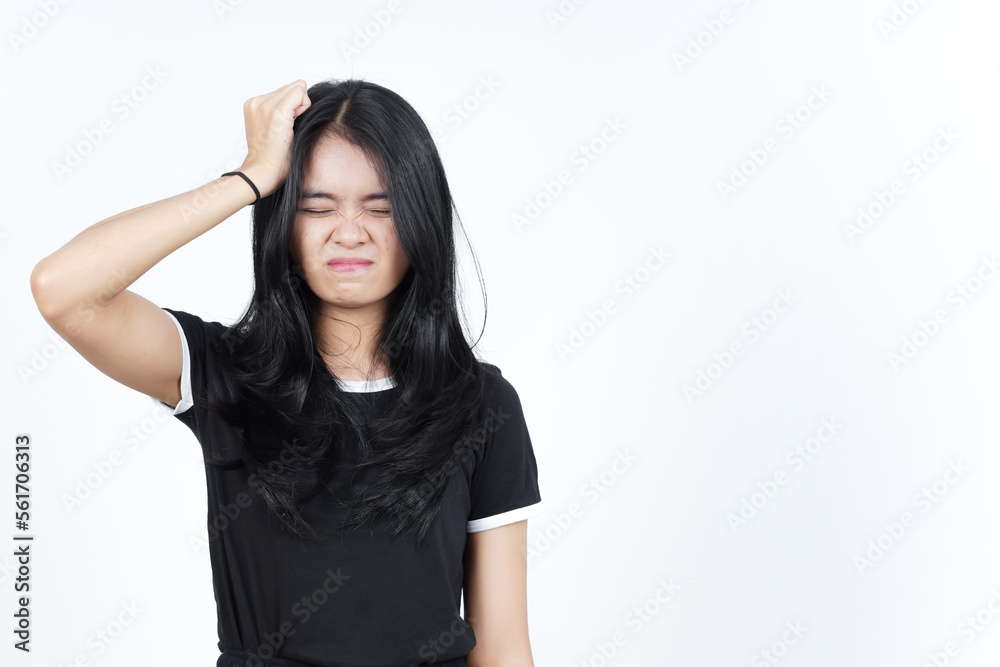 Suffering Headache Gesture Of Beautiful Asian Woman Isolated On White Background Suffering Headache Gesture Of Beautiful Asian Woman Isolated On White Background