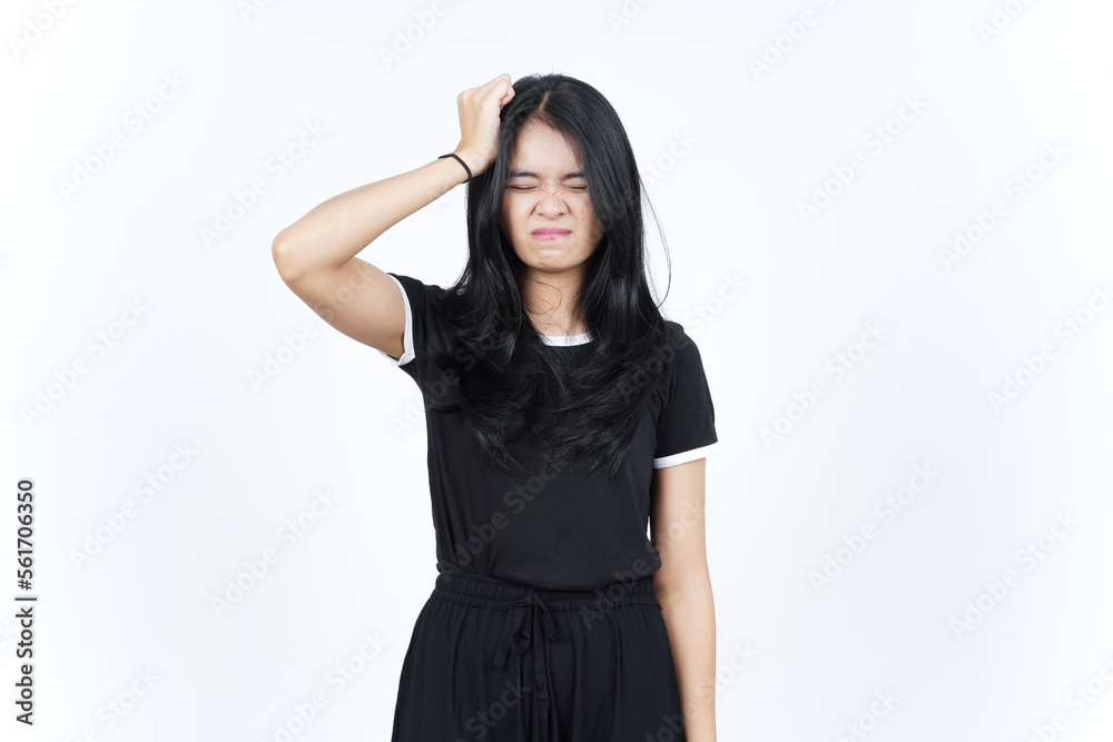 Suffering Headache Gesture Of Beautiful Asian Woman Isolated On White Background Suffering Headache Gesture Of Beautiful Asian Woman Isolated On White Background