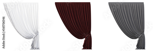 curtain isolated on a transparent background, 3D illustration, cg render 