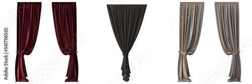 curtain isolated on a transparent background, 3D illustration, cg render 