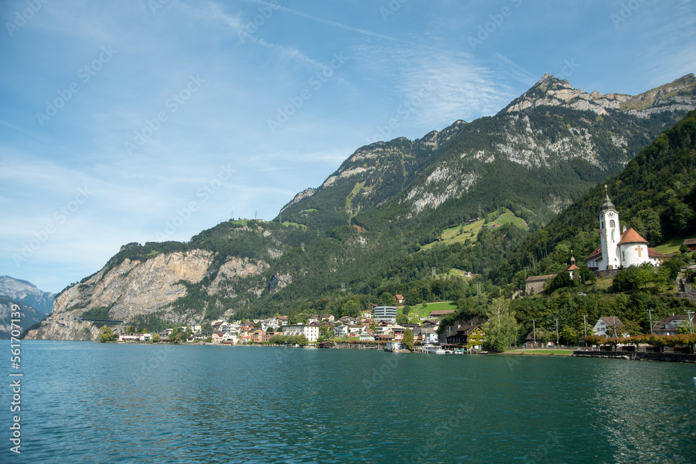 スイスの美しい田舎の街並み風景