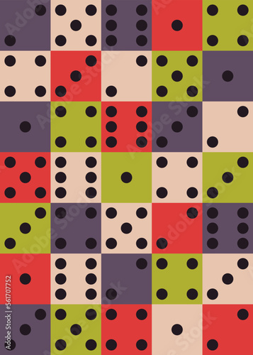 Poster with colorful dominoes. Placard design in flat style.