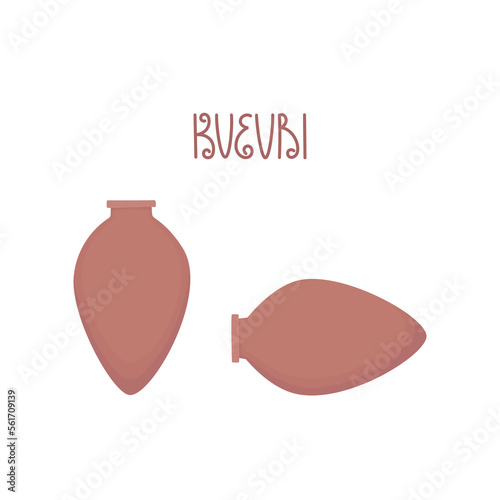 Kvevri vector illustration set. Traditional Georgian clay vessel, jug Qvevri photo