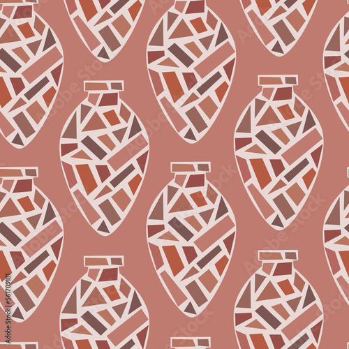 Kvevri seamless vector pattern. Traditional Georgian big clay vessel Qvevri