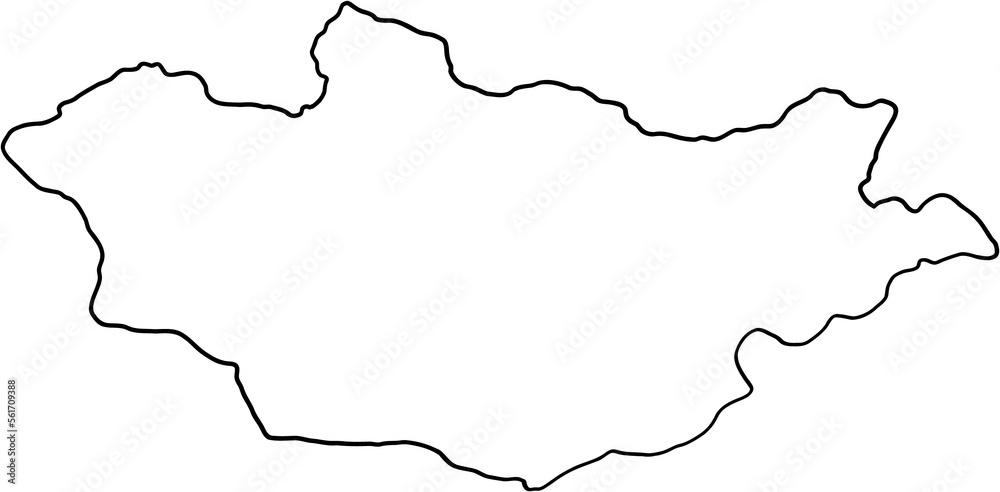 doodle freehand drawing of mongolia map.
