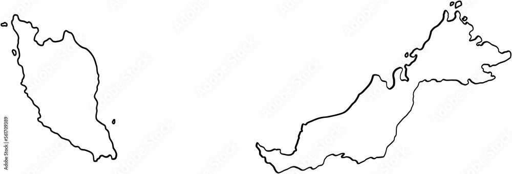 doodle freehand drawing of malaysia map.