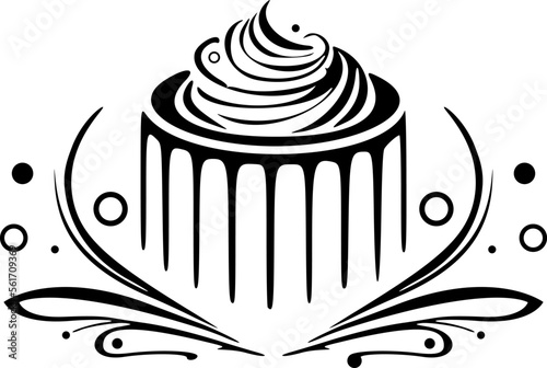 Attractive black and white cupcake logo. It is ideal for any business in the confectionery or confectionery industry such as bakeries and pastry shops.