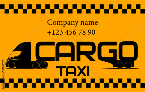 Business card template of logistics, truck driver, delivery service in black and yellow style