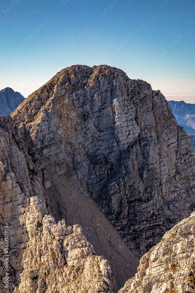 Fototapeta premium Hiking tour Križ - Stenar - Bovški gamsovec, Julian alps, Slovenia 