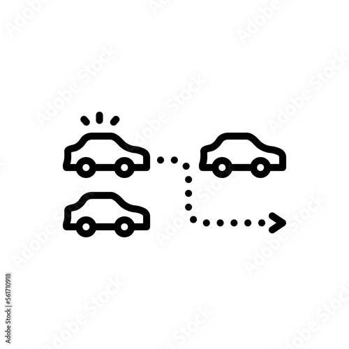 Black line icon for turned 