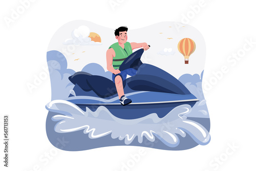 Guy riding a water scooter © freeslab