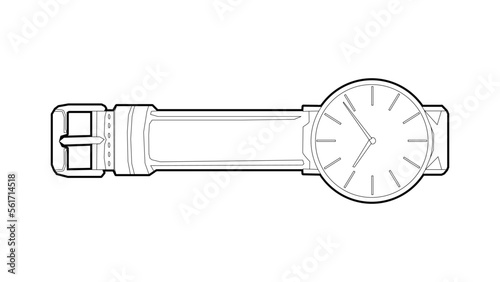 The best wristwatch or hand watch outline, vector illustration in trendy style. Editable graphic resources for many purposes.