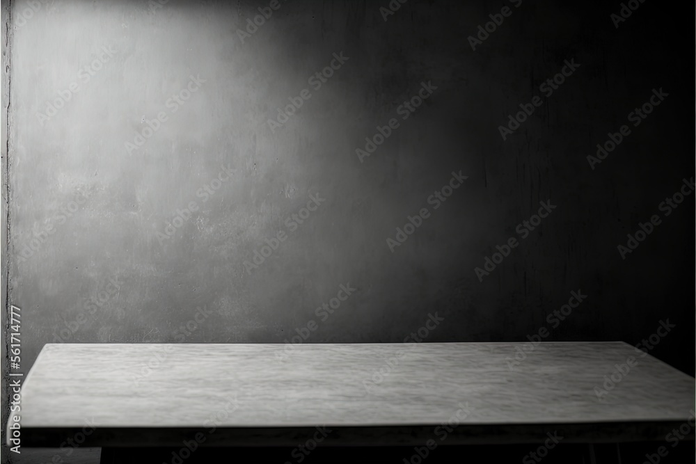 Wooden desk space for product dark wall background Wooden desk space for product dark wall background
