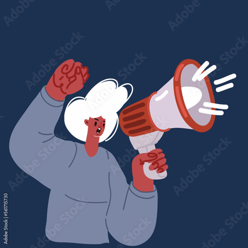 Cartoon vector illustration o black Woman cry protest concept.