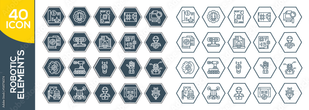 ROBOTIC ELEMENTS ICON SET DESIGN