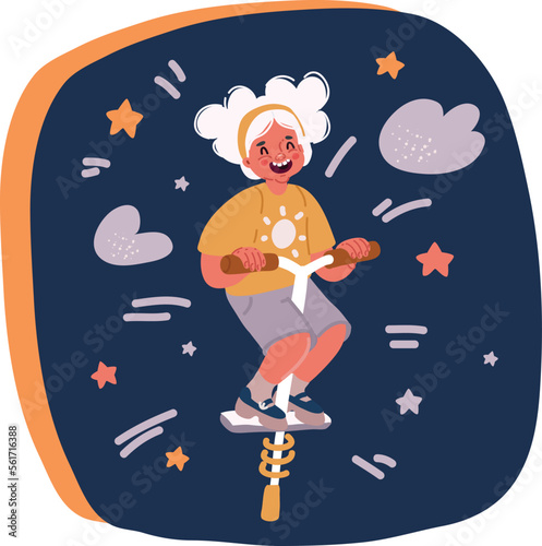Cartoon vector illustration of Kids Playing Stick
