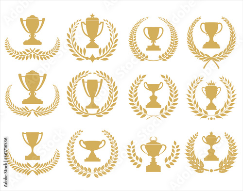 Award cups and trophy icons vector collection 