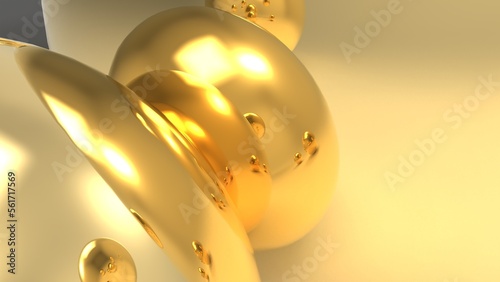 luxury golden beads background, pearls background 3D render
