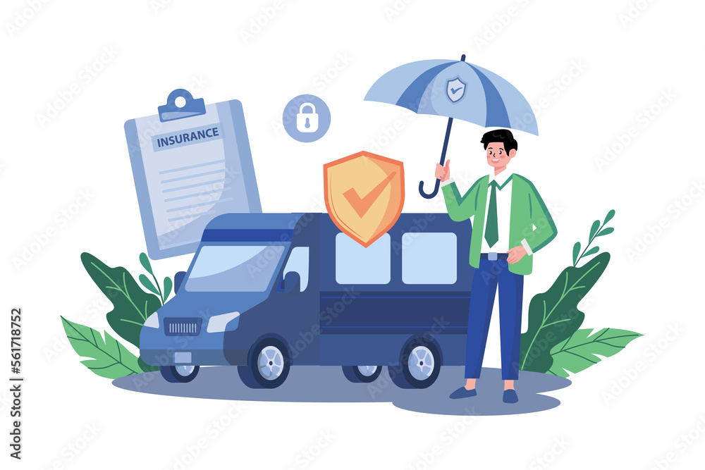 Van Insurance Illustration concept on white background Van Insurance Illustration concept on white background