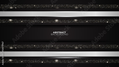 Futuristic black abstract gaming banner design with metal technology concept. Vector illustration for business corporate promotion, game header social media, live streaming background