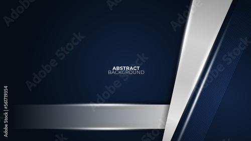 Futuristic navy abstract gaming banner design with metal technology concept. Vector illustration for business corporate promotion, game header social media, live streaming background
