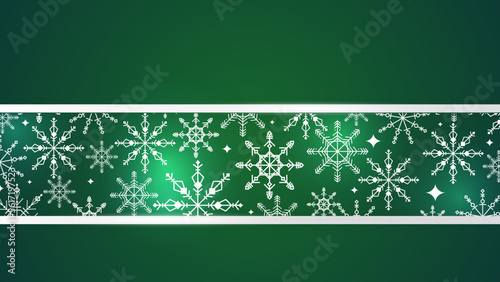 Beautiful snow pattern with ornaments. Winter wrapping paper concept. Green Vector design.