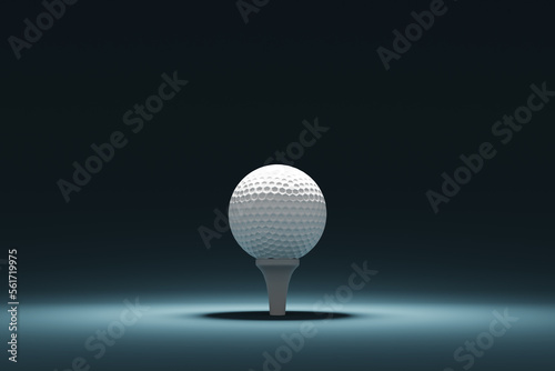 golf ball with lighting background, 3d rendering