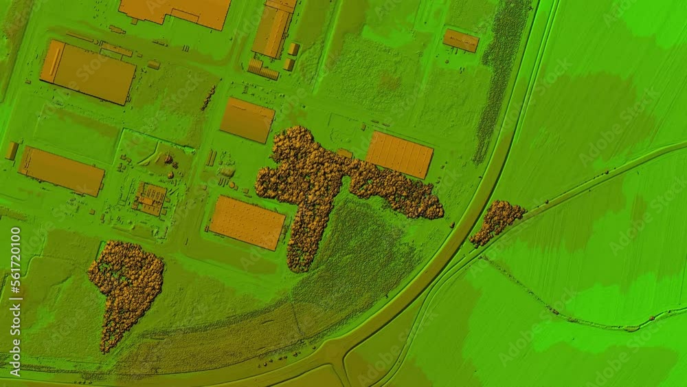 Digital elevation model. GIS product made after proccesing aerial