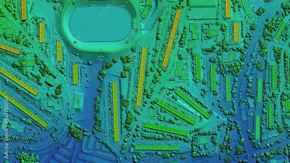 Digital elevation model. GIS product made after proccesing aerial