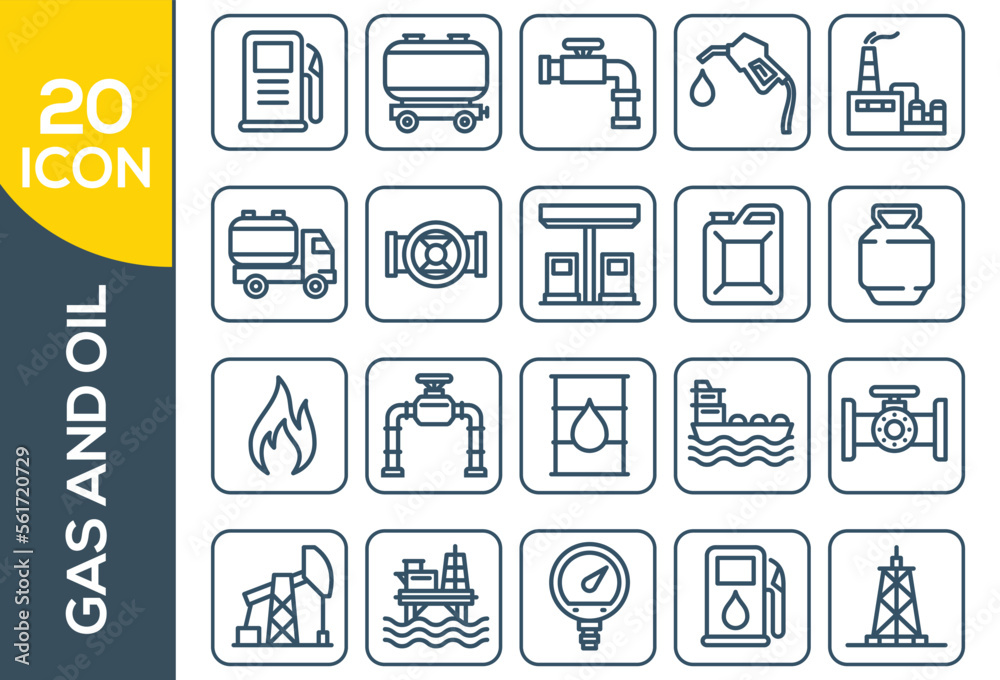GAS AND OIL ICON SET DESIGN