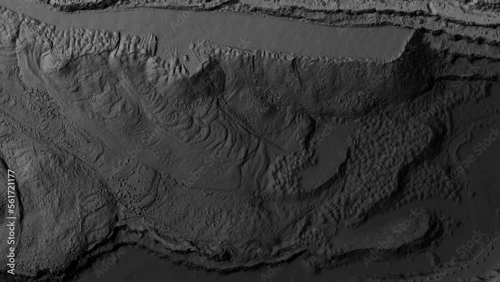 Animation of a mine elevation. GIS product made after processing aerial data taken from a drone. It shows excavation site with steep rock walls