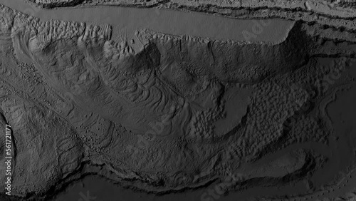 Animation of a mine elevation. GIS product made after processing aerial data taken from a drone. It shows excavation site with steep rock walls