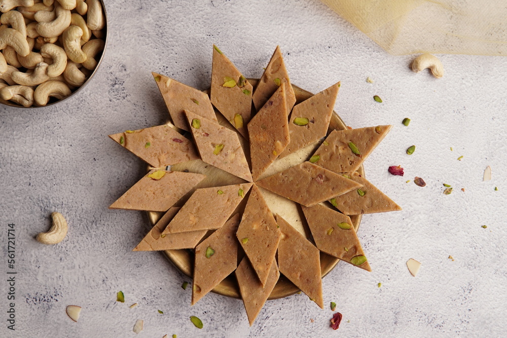 Top Shot of Kaju Katli Top Shot of Kaju Katli